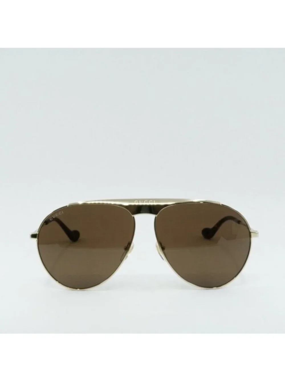 Gucci GG0908S 001 Sunglasses Gold Aviator Frame, Brown Lenses